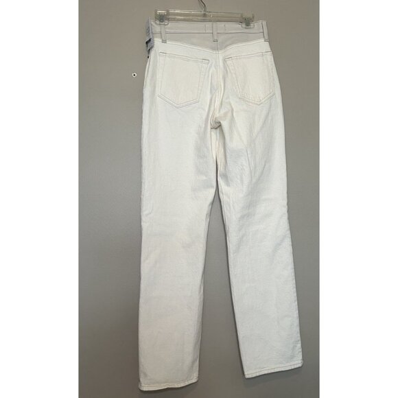 Abercrombie & Fitch Cream 90's Straight Ultra High Rise Jeans Leather Trim 27 - Picture 6 of 7